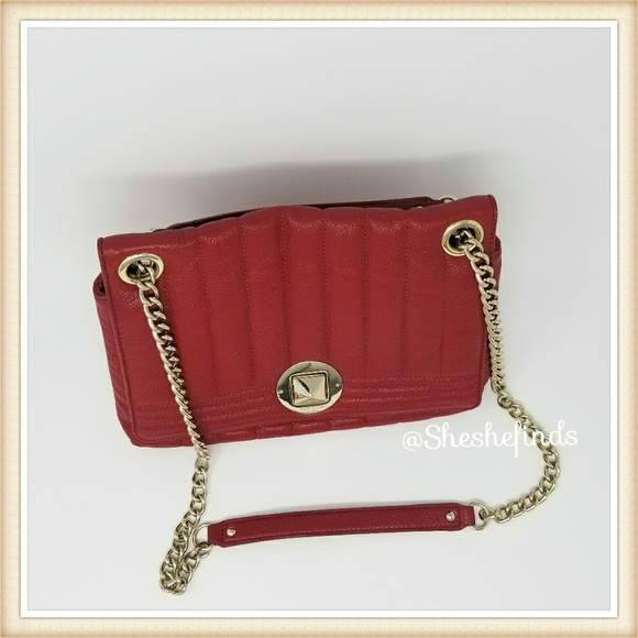 ๐ RED QUILTED LEATHER SHOULDER /CROSSBODY HANDBAG - BY KATE SPADE - Picture 2 of 8